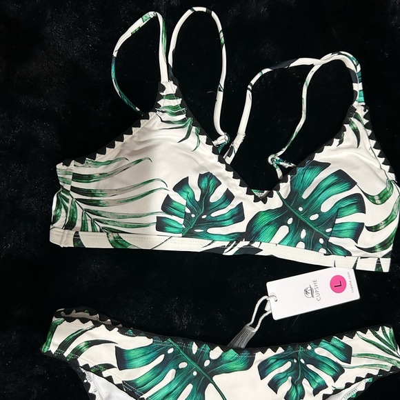 Cupshe Bikini Set Large Tropical Palm Leaf Print Swimsuit NEW NWT Summer Trend - Picture 5 of 10